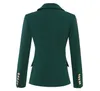 Nieuwe stijl Topkwaliteit Originele Design Dames Klassieke Blazer Double-Breasted Invisible Green Slanke Jas Metalen gespen Blazer Jas Uitloper