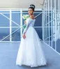 レースの長袖のウェディングドレス南アフリカのライン夏のブライダルガウンのレースアップショルダーの結婚式のvestidosカスタムメイド