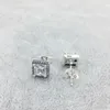 3 Colors 925 Sterling Silver square CZ Stone Stud Earring 18K Gold Rose gold earrings with Original box for P Women's Jewelry1871370