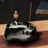 DingSheng Smoke Backflow Incense Burners Aroma Ceramic Crafts black glaze Ornaments Cone Tower Smell Censer Zen Room Stick Holders