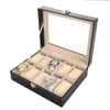 10/12 Slots Läder Watch Box Klockor Skärm Smycken Förvaring Box Väska Hållare Packaing Armbandsur Arrangör Gifts New1