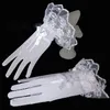 Bow Knot Short Wedding Bridal Gloves Mesh Lace Decoration Ultra Elastic Knitted Black White Black Gloves