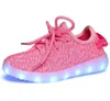 EUR25-37 USB Laddning Andas sommar Barnkorg Led Pojkar Tjejer Skor Barn med Ljus Upp Lysande Skor För GirlsBoys Sneakers