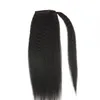 Estensioni della coda di cavallo dei capelli umani Yaki diritti crespi brasiliani Natural Black 1b clip in pony con coulisse 12-24 pollici (14 ") nave libera 100g-160g