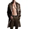 Long Faux Fur Coat Men Winter Faux Fur Jacket Mens Punk Parka Jackets Full Length Leather Overcoats Male Coat Manteau Plus Size