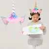 Gökkuşağı Unicorn Boynuz kafa Çocuklar Şifon Altın Gümüş Unicorn Hairband Glitter Hairband Noel Hediyesi Için Parti DIY Saç Accessoriess