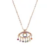 Nouveau bohême bijoux arc-en-ciel mauvais œil pendentif collier flottant Flexible coloré CZ femmes dames à la mode cadeaux turc collier