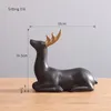 Zwarte keramische elanden Figurines Art Collection Forest Deer standbeeld Set Home Decor Crafts Geschenken Animal Ornamenten Tabletop middelpunt