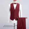 Custom Made Wine Groom Tuxedos Utmärkt män Bröllop Tuxedos med Black Shawl Lapel Men Business Prom Party Suit (Jacka + Byxor + Tie + Vest) 1732