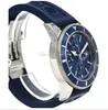 Nouvelle montre à quartz SuperOcean Heritage Chrono 46 mm A13320 Cadran bleu et bracelet en caoutchouc Montres de sport pour hommes 246E