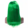 Perukar full spets mänskliga hår peruker brasiliansk grön färg peruk rak tjock glaelös spets front mänskliga hår peruker med babyhår