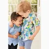 NOUVEAU Gentleman enfants garçon ensembles de vêtements 100% coton manches courtes col rabattu perroquets imprimés ou fleur garçon chemise + pantalon garçon ensemble de vêtements