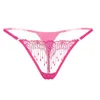 Sexy Women Lace Thongs and G Strings Pink Underwear Transparent Women Panties Tassels Erotic Low Waist Crotchless Lingerie Und264o