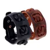 Retro Punk Unisex Leather Braided Mankiet Bransoletka Szeroka Bangle Nadgarstek Czarny I Brązowy Regulowany Biżuteria Prezenty dla Męskie Kobiet Hurtownie