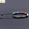 CSJA 7 Chakra Braccialetti Pietra naturale Agata indiana Bracciale equilibrio Bracciale regolabile con lacci per donna Uomo Fascino di guarigione Reiki Je4748293