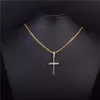 Złoty cyrkon wisiorek paznokciowy złota srebrna miedziana mrożona mrożona krzyż cz wisiorki łańcuch Naszyjnik moda biżuteria HIP