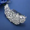 Mecresh Leaf Shape Bridal Hair Combs Luxurious Crystal Rhinestone Wedding Hair Jewelry Accessories Party Women Girls Gift FS035