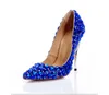 2019 Nieuwe Stijl Blauwe Diamanten Mode Trouwschoenen Hoge Hakken Party Prom Bruid Kristal Boog Shoes282q