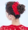 Lace red wedding head pearl short hair bridal headwear bride jewelry