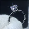 Solitaire fingerring 100% Soild 925 Sterling Silver Promise 5A Zircon CZ Cross Engagement Bröllop Band Ringar för Kvinnor Present