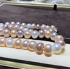 Venta caliente 8-10mm collares con cuentas mar del sur blanco rosa púrpura collar de perlas 18 pulgadas 14K cierre de oro