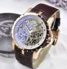 best version High quality RD watch 45mm white Hollow dial Leather strp Asia mechanical Automatic Mens Watches