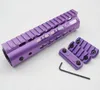 Purple Anodized_7 / 9/10/12 / 13.5 / 15 '' pouce Rail Handguard Handmard avec 3 x Picatinny / tronçons de chemin de fer Weaver + écrou de baril en acier