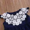 Newborn Baby Girl Clothes Navy Blue Romper Jumpsuit Sleeveless Lace Flower Sunsuit Playsuit Outfits Summer Kids Infant Toddler Girl Clothing