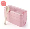 WorthBuy Japanese Microwave Lunchbox för barnskola Miljövänlig BPA Gratis Vete Straw Bento Box Kök Plast Food Container