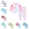 Baby pyjamas sätter bomullsutskrift sovkläder passar toddler spädbarn casual långärmad t-shirt + byxor nyfödda kläder tecknad stil q01