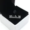 Luxury 925 Sterling Silver Crystal Zircon Gemstone Crown Rings Original Box for Silver Jewelry Engagement Amours de mariage Couple Ring8367408