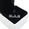 Lujo 925 plata esterlina cristal circón piedras preciosas corona anillos caja original para Pandora joyería de plata compromiso boda amantes pareja anillo