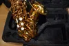 Högkvalitativ mässing Utsökt handskuren guldpläterad sopran B (b) Saxofon B Flat Sax med väska, munstycke Gratis frakt