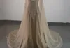 Evening Dresses Champagne Tulle Cape Ruffles Real Photo Show Long Sheer Prom Party Gowns Evening Wear Dress