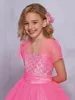 Free Wrap Lovely Pink Straps Tulle Beads Flower Girl Dresses Girls' Pageant Dresses Holidays/Birthday Dress/Skirt Custom Size 2-14 DF718416