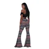 5 ألوان الصيف المرأة شاطئ مطبوعة بوهو طويل سروال فضفاض الرجعية مضيئة السراويل البوهيمي مطاطا بنطلون سليم