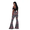 5 Colors Summer Women Printed Beach Boho Long Pants Retro Loose Flare Pants Casual Bohemian Elastic Slim Trousers