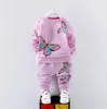 2 pièces enfant en bas âge bébé filles vêtements infantile enfants chemise hauts + pantalon papillon survêtement enfants filles ensemble de vêtements