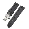 Watchband 24mm Men Watch Bands Black Diving Silicone Rubber Sports Strap Stainless Steel Deployment Buckle tools for Panerai LUMI251d