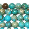 Pierre naturelle de 8mm 15 pouces, sédiments de mer bleu lac, Turquoises, jaspe impérial, perles rondes en vrac, taille au choix 4 6 8 10 12MM