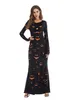 Women Pumpkin Printed Long Dresses Black Halloween Cosplay Party Women Casual Dresses