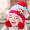 Sevimli Bebek Toddler Erkek Kız Çocuklar Sıcak Şapkalar Kulakflap Beanie Karikatür Kintted Kap Kış Bebek Şapkalar Çocuklar Fotoğraf Sahne Toptan