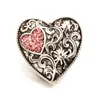 Fashion Crystal Heart 18mm Snap Button Smycken Vintage Blomma Graverad Noosa Chunks DIY Ginger Snap Button Charms Armband Halsband