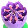 New Art Musical Candle Lotus Flower Happy Birthday Party Gift Rotating Lights Decoration 8/14 Candles Lamp