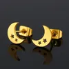 10piarslot Sporty Black Gold Thick Moon Stainless Steel Earrings Minimalist Earring Simple Stars Studs Fashion Ear Jewelry For Wo5269217