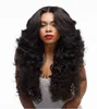 Syntetisk peruker mode vågig stil hår svart brasiliansk kroppsvåg värmebeständig kvinna ingen spets peruk fzp89
