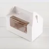 Vit Kortpapper Cupcake Boxes Cake Packaging Boxes With Handle Clear Whindow Muffin Box