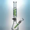 Straight Tube Hookahs Freezable Beaker Bongs Glass Water Pipe Build A Bong Dab Oil Rig With 14mm Bowl Pipes Green Blue Bubbler