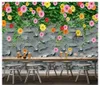 Großhandels-3D Fototapete benutzerdefinierte 3D Wandbilder Tapete Mode Garten Blumen Garten Restaurant Wanddekoration Malerei