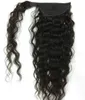 Clip in Hair Extensions Human Hair Ponytail Black Remy Real 20inch One Piece Wrap Around Hairpiece Long Curly, 20"-140g #1 Jet Black